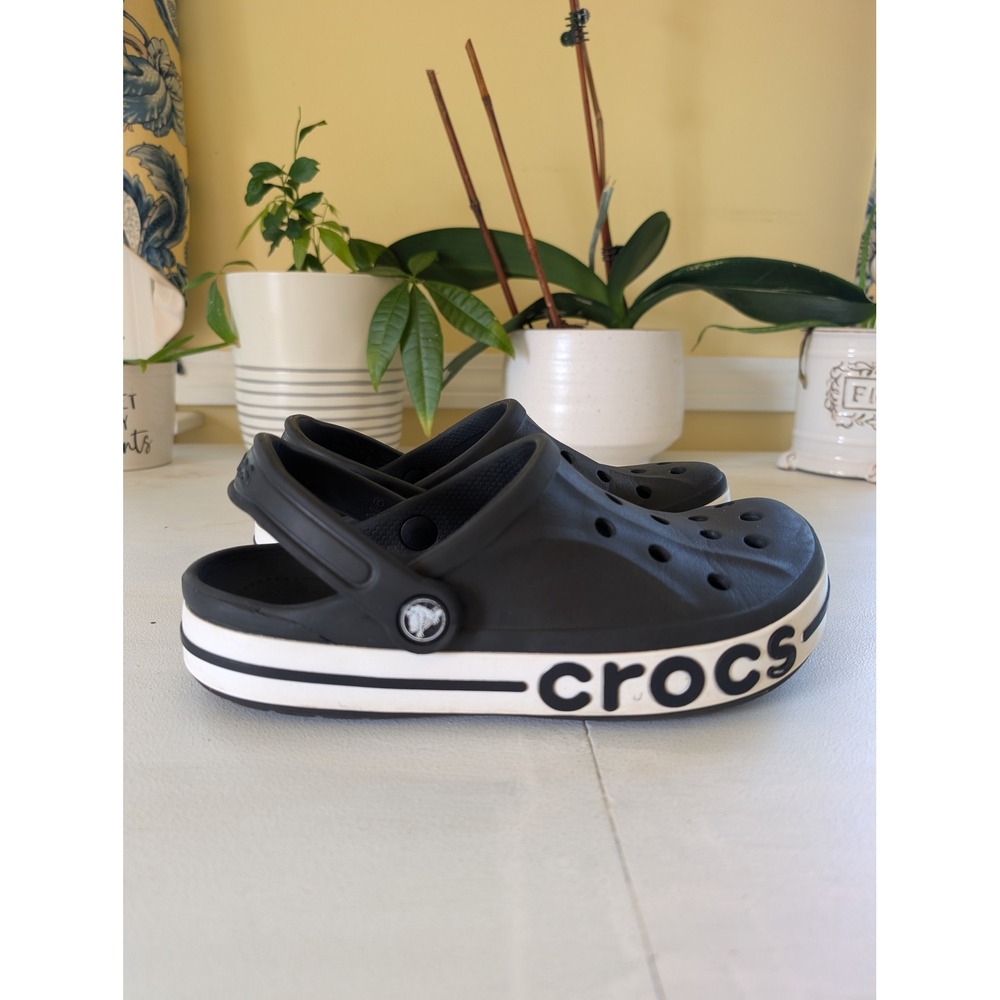Crocs Bayaband Clogs Women's Size 8 W8 M6 Black & White Moderate Wear Dirty; Sap